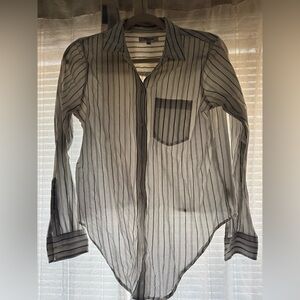 Madewell Black and White Striped Button Down Shirt